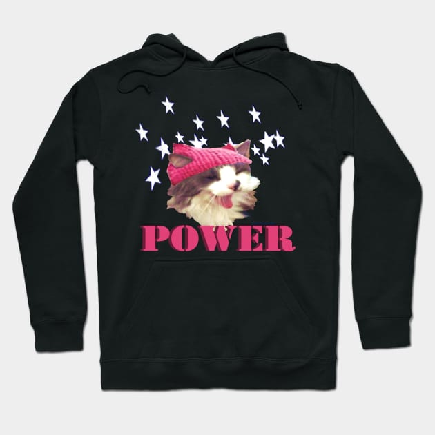 Pink Hat Cat POWER! Hoodie by KayeDreamsART